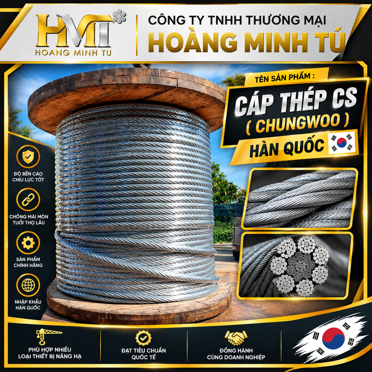 Cáp Thép Hãng CS ( Chung Woo) Hàn Quốc